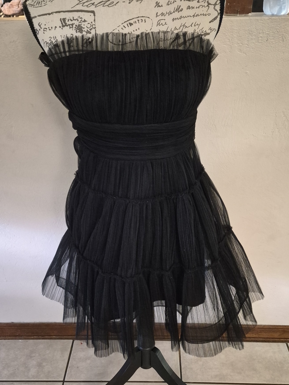 Strapless Black Tulle Cocktail Dress